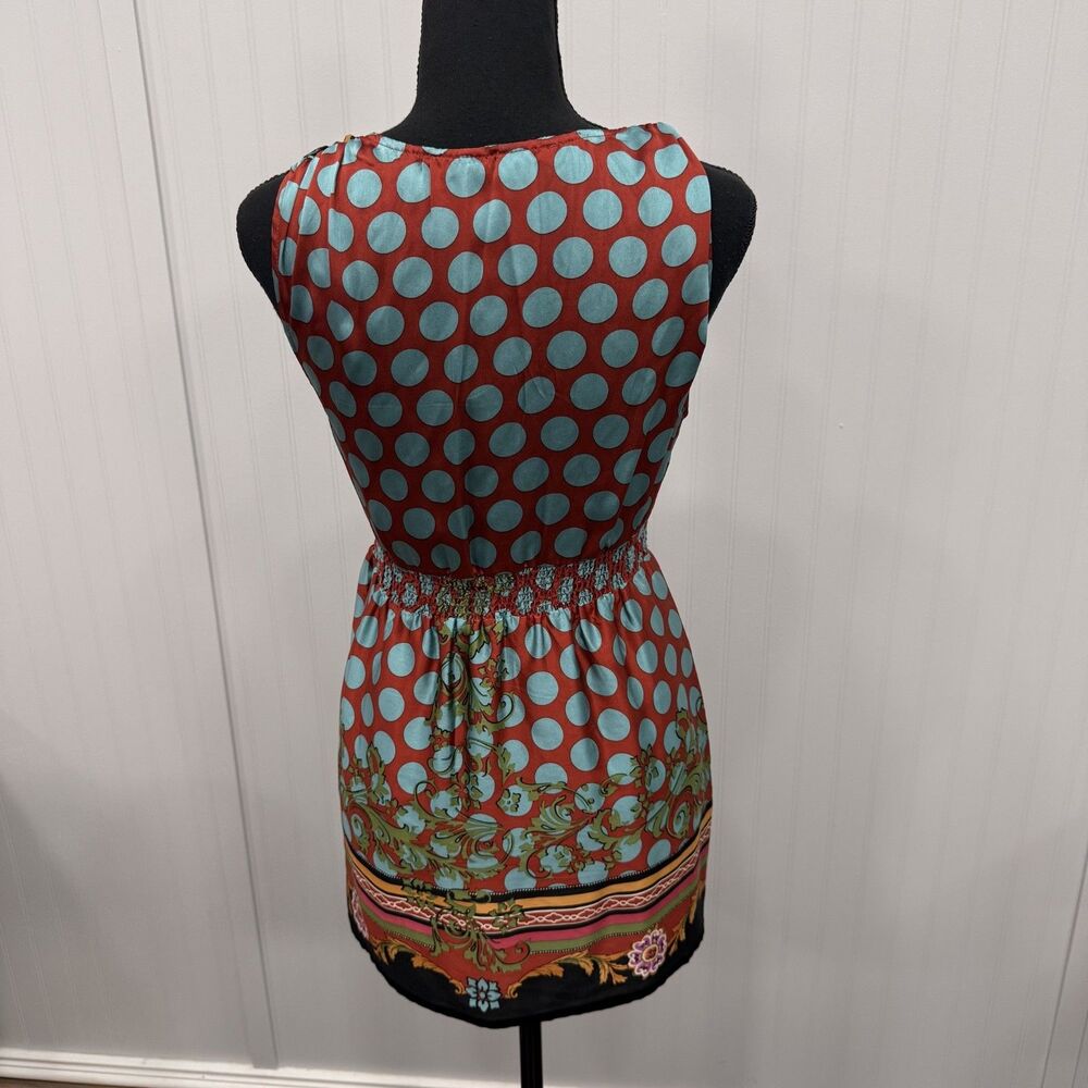 Hale Bob Women's Small Multicolor Paisley Geometric 100% Silk Sleeveless Top - Picture 4 of 7